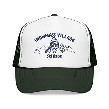 Buy dark-green-white-dark-green Snowmass Village, Colorado Ski Babe Trucker Hat — Foam Mesh Cap