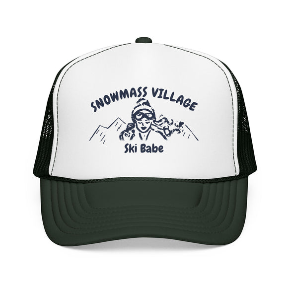 Snowmass Village, Colorado Ski Babe Trucker Hat — Foam Mesh Cap