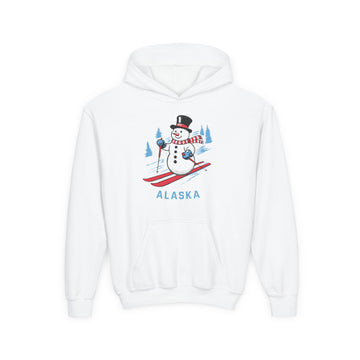 Alaska Youth Hoodie - Skiing Snowman Kids Alaska Hooded Sweatshirt