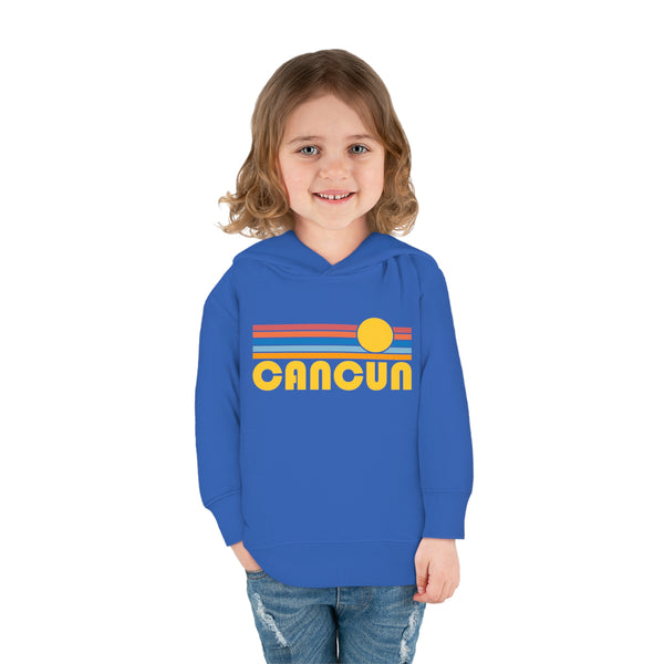 Cancun, Mexico Toddler Hoodie - Retro Sunrise Unisex Cancun Toddler Sweatshirt