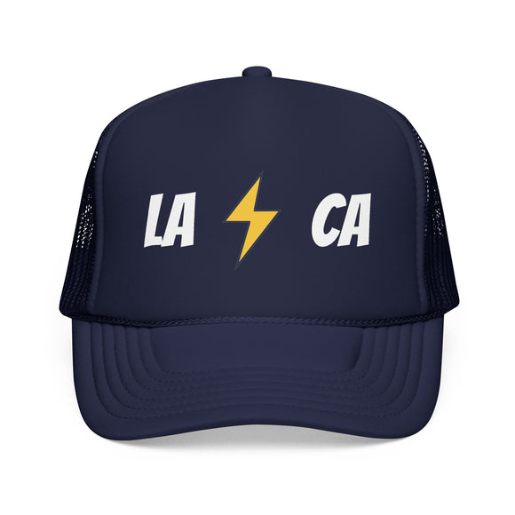 Los Angeles, California Retro Trucker Hat - Lightning Foam Cap