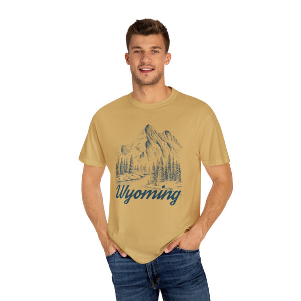 Wyoming Graphic Tee - Mountain Illustration Wyoming T Shirt