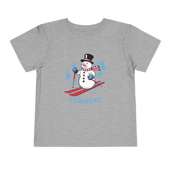 Vermont Toddler Skiing Snowman Graphic Tee - Kids Vermont Shirt
