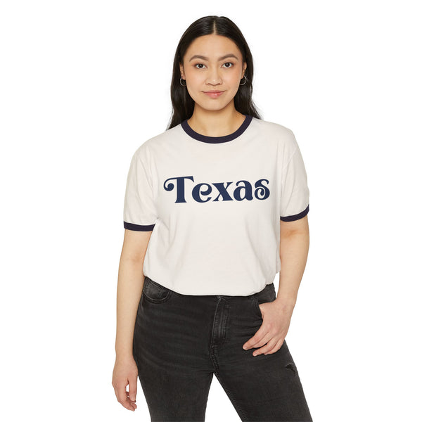 Texas Cotton Ringer Graphic Tee - Unisex Texas T Shirt, Vintage Style Tee, Men's/Women's Tee