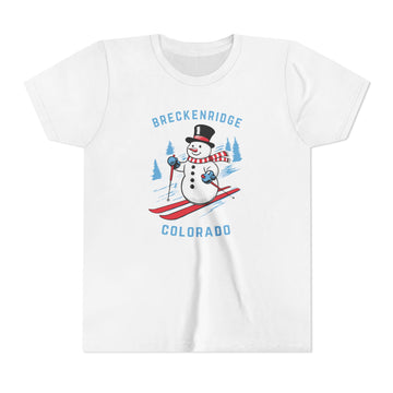 Breckenridge, Colorado Youth Skiing Snowman Tee - Kids Breckenridge T Shirt