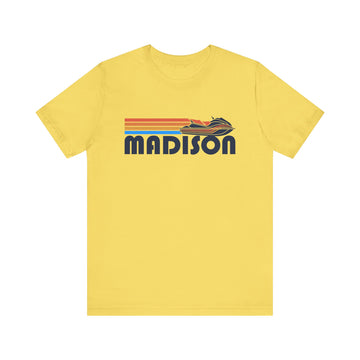 Buy maize-yellow Madison, Wisconsin T Shirt - Retro Jetski PWC Graphic Tee