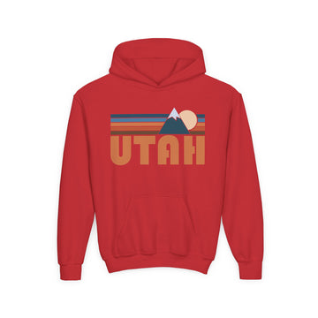 Buy red Utah Youth Hoodie - Retro Mountain Utah Youth Sweatshirt