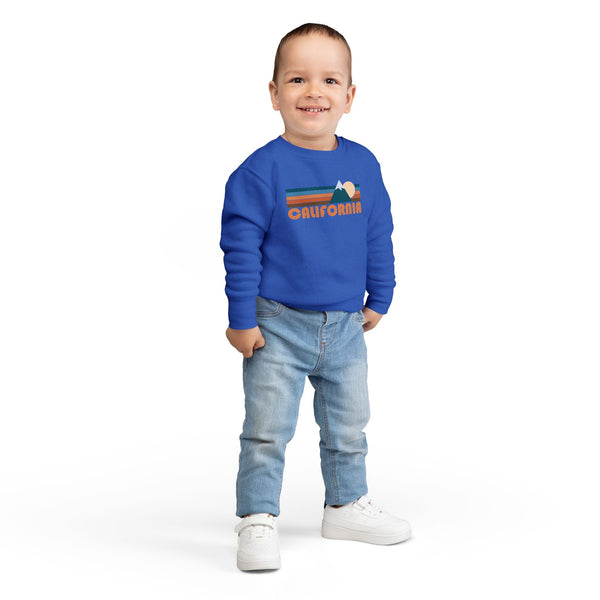California Toddler Sweatshirt - Retro Mountain California Toddler Crewneck Sweatshirt