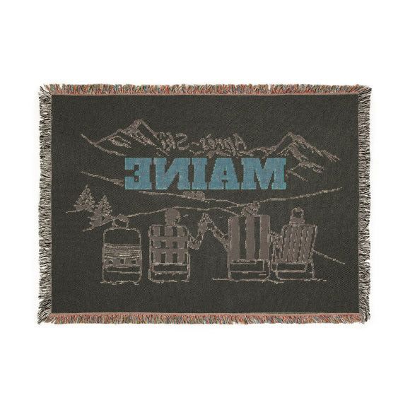 Maine Ski Town Throw Blanket | Mountain Woven Blanket