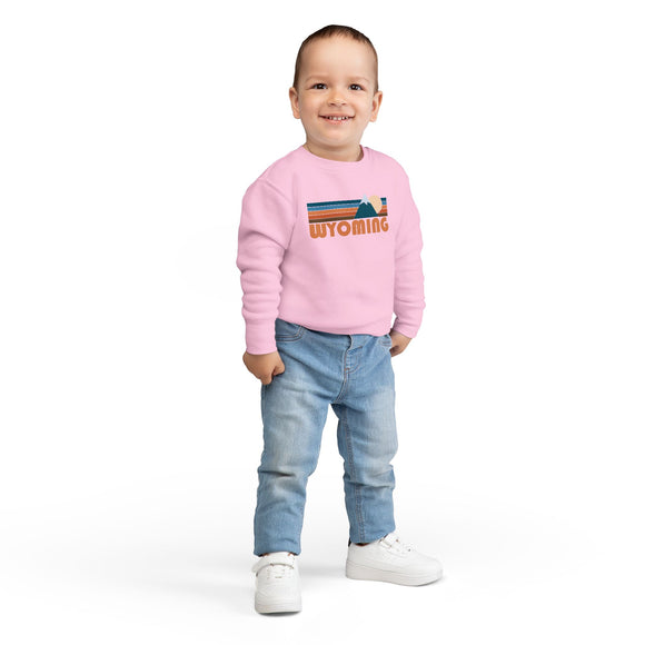 Wyoming Toddler Sweatshirt - Retro Mountain Wyoming Toddler Crewneck Sweatshirt