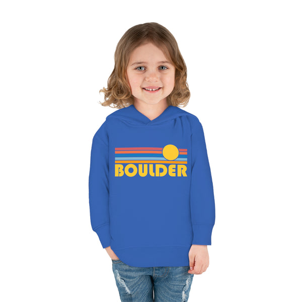 Boulder, Colorado Toddler Hoodie - Retro Sunrise Unisex Boulder Toddler Sweatshirt