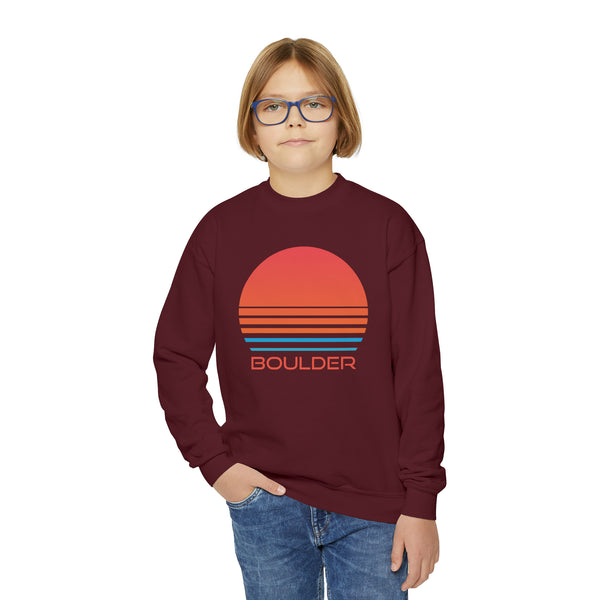 Boulder, Colorado Youth Sweatshirt - Unisex Kid's Boulder Crewneck Sweatshirt