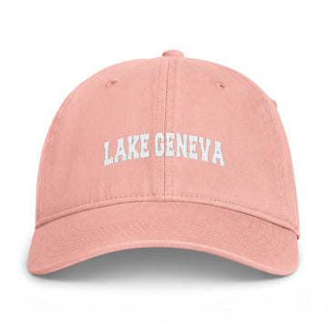 Buy peachy Lake Geneva, Wisconsin Washed Baseball Cap - Vintage Coastal Comfort Colors