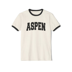 Aspen, Colorado Cotton Ringer Graphic Tee - Unisex Aspen T Shirt, Vintage Style Tee, Men's/Women's Tee - 0