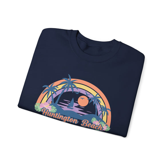 Huntington Beach, California Sweatshirt - Unisex Retro Beach Crewneck Huntington Beach Sweatshirt