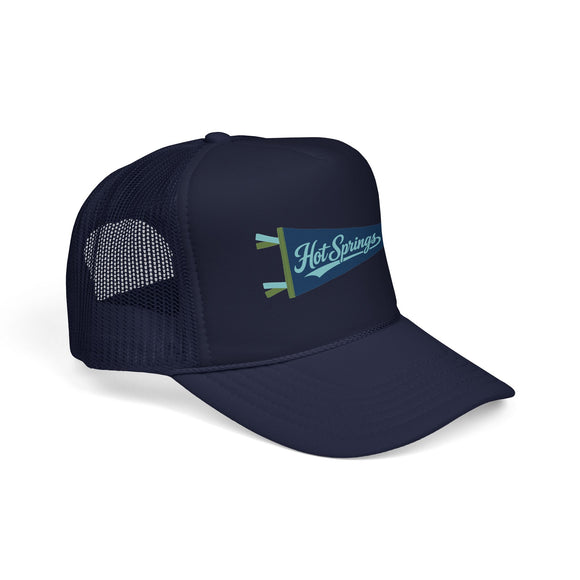 Hot Springs National Park Pennant Trucker Hat — Vintage Foam Mesh Cap