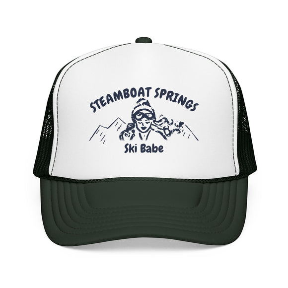 Steamboat Springs, Colorado Ski Babe Trucker Hat — Foam Mesh Cap