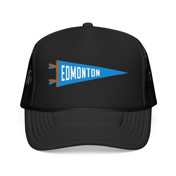 Edmonton, Alberta Pennant Trucker Hat — Retro Flag Foam Cap