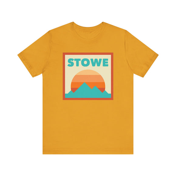 Retro Stowe, Vermont T-Shirt, Mountain Sun Tee, Unisex Graphic Shirt, Vintage Stowe, Vermont Top, Outdoor Adventure Clothing