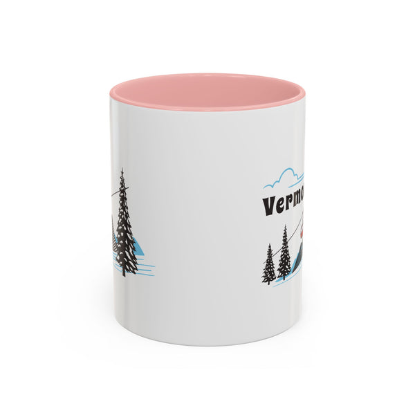 Vermont Retro Snow Skiing Mountain 11 oz Mug, Ski Lodge Decor Coffee Cup, Mountain Gondola Lover Gift, Retro Skiing Mug