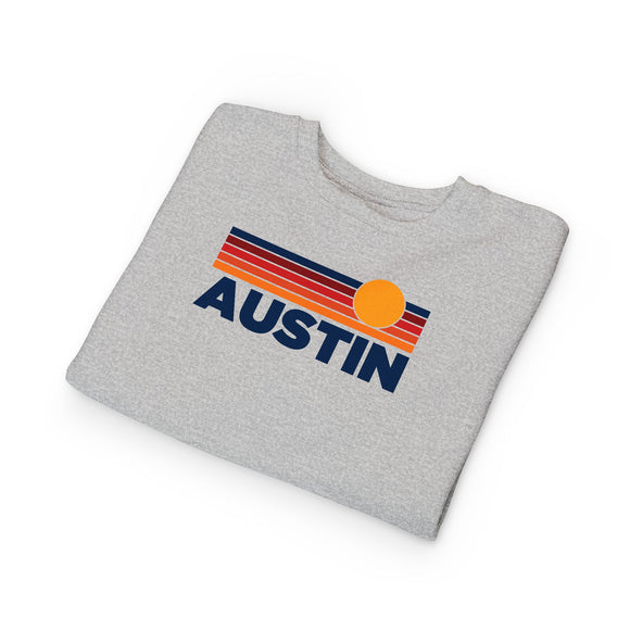 Austin, Texas Toddler Sweatshirt - Retro Sun Austin Toddler Crewneck Sweatshirt