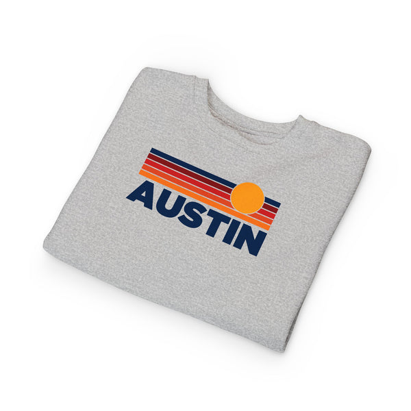 Austin, Texas Toddler Sweatshirt - Retro Sun Austin Toddler Crewneck Sweatshirt