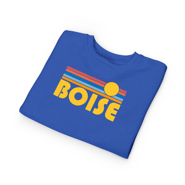 Boise, Idaho Toddler Sweatshirt - Retro Sun Boise Toddler Crewneck Sweatshirt