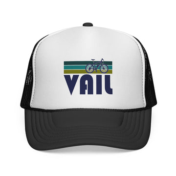 Vail, Colorado Retro Bike Trucker Hat - Vintage Style Vail Cap