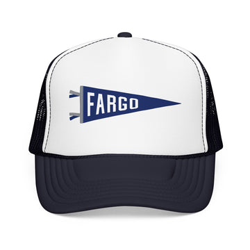 Buy navy-white-navy Fargo, North Dakota Pennant Trucker Hat — Retro Flag Foam Cap