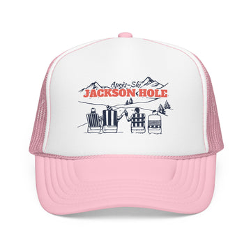 Buy light-pink-white Jackson Hole, Wyoming Après-ski Trucker Hat — Foam Mesh Cap