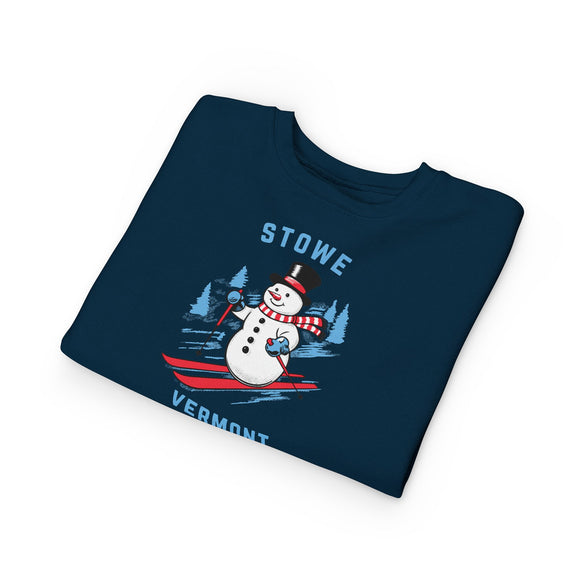 Stowe, Vermont Toddler Sweatshirt - Skiing Snowman Stowe Toddler Crewneck Sweatshirt
