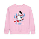 Vermont Toddler Sweatshirt - Skiing Snowman Vermont Toddler Crewneck Sweatshirt-4