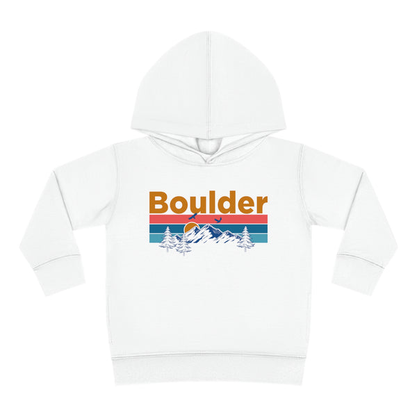 Boulder Toddler Hoodie - Retro Mountain Sun Unisex Boulder Toddler Sweatshirt