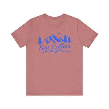 Buy heather-mauve Fort Collins, Colorado T-Shirt - Retro Mountain Unisex Fort Collins Shirt - Pine Treeline