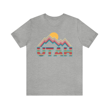 Utah T Shirt Retro Mountain - Unisex Utah Shirt - Stripe Wordmark - 0