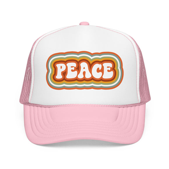 Retro Peace Trucker Hat Boho