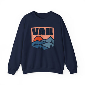 Buy navy Vail, Colorado Sweatshirt Retro Mountains, Vail Unisex Graphic Crewneck