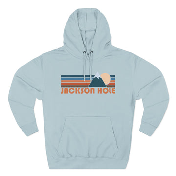 Buy blue-mist Jackson Hole, Wyoming Hoodie - Retro Mountain Unisex Sweatshirt