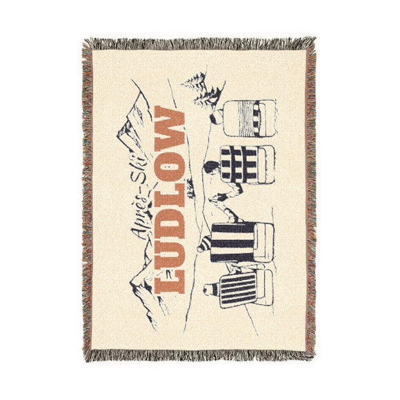 Ludlow, Vermont Ski Town Throw Blanket | Mountain Woven Blanket