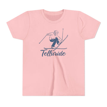 Buy pink Telluride, Colorado Youth Vintage Snow Ski Graphic Tee - Kids Telluride T Shirt