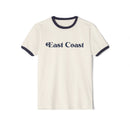 East Coast Cotton Ringer Graphic Tee - Retro Vintage Style T-Shirt, Coastal Vibes Unisex Shirt, Beach Lover Gift, Nautical Theme Tee, Summer-1