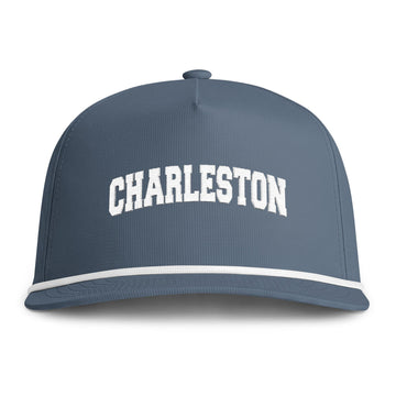 Charleston, South Carolina Embroidered Rope Hat - Vintage Sunwashed Rope Cap, Comfort Colors