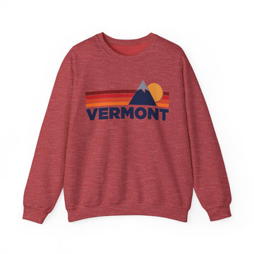 Buy heather-sport-scarlet-red Vermont Sweatshirt Retro Mountains, Vermont Unisex Crewneck, Vintage Cozy Jumper, Gift for Outdoor Lovers