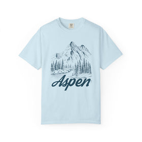 Buy chambray Aspen, Colorado Graphic Tee - Mountain Illustration Aspen T Shirt