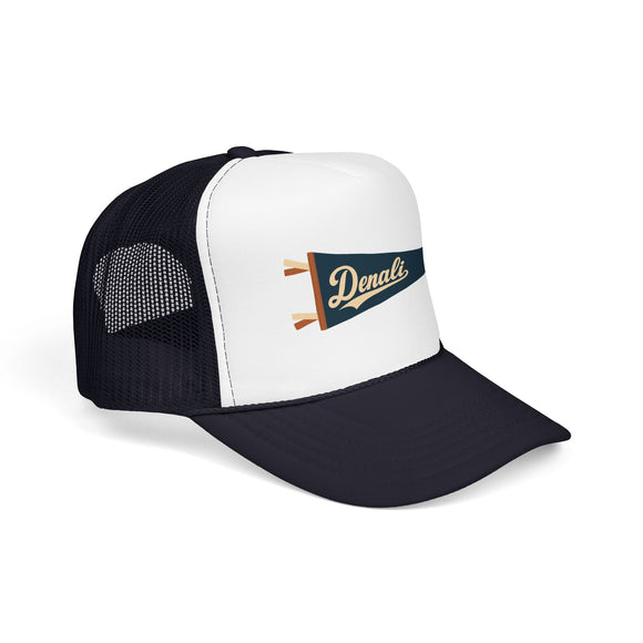 Denali National Park Pennant Trucker Hat — Vintage Foam Mesh Cap