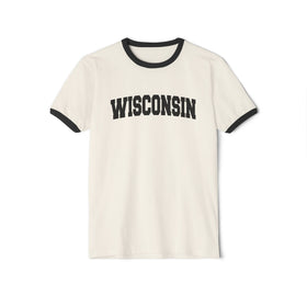 Wisconsin Cotton Ringer Graphic Tee - Unisex Wisconsin T Shirt, Vintage Style Tee, Men's/Women's Tee - 0