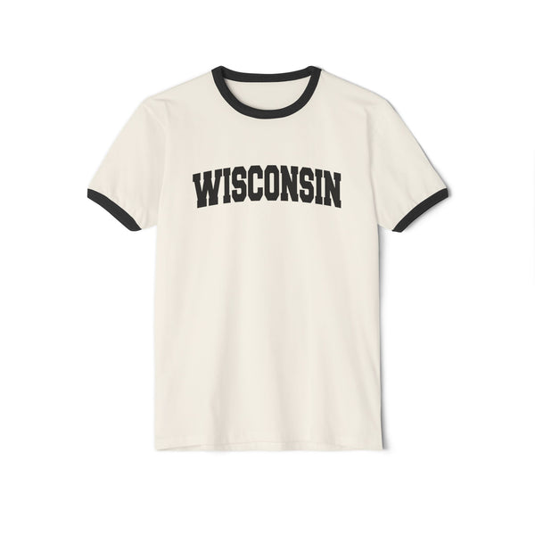Wisconsin Cotton Ringer Graphic Tee - Unisex Wisconsin T Shirt, Vintage Style Tee, Men's/Women's Tee