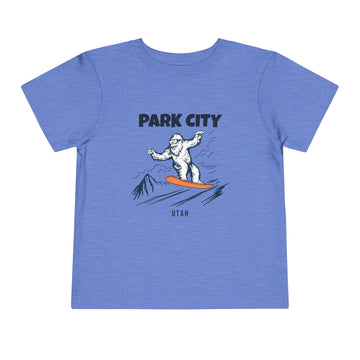 Buy heather-columbia-blue Park City, Utah Yeti Snowboard Toddler Tee