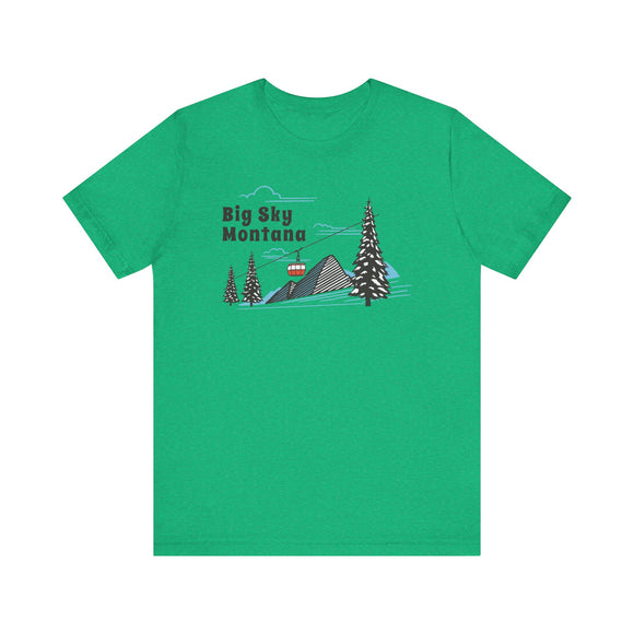 Big Sky, Montana T-Shirt - Retro Ski Mountain Gondola Unisex Big Sky Shirt