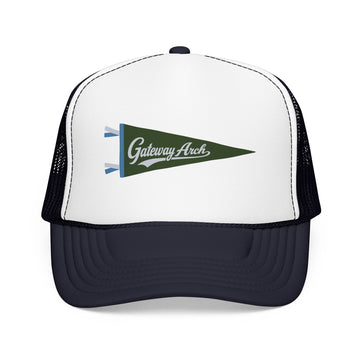 Gateway Arch National Park Pennant Trucker Hat — Vintage Foam Mesh Cap
